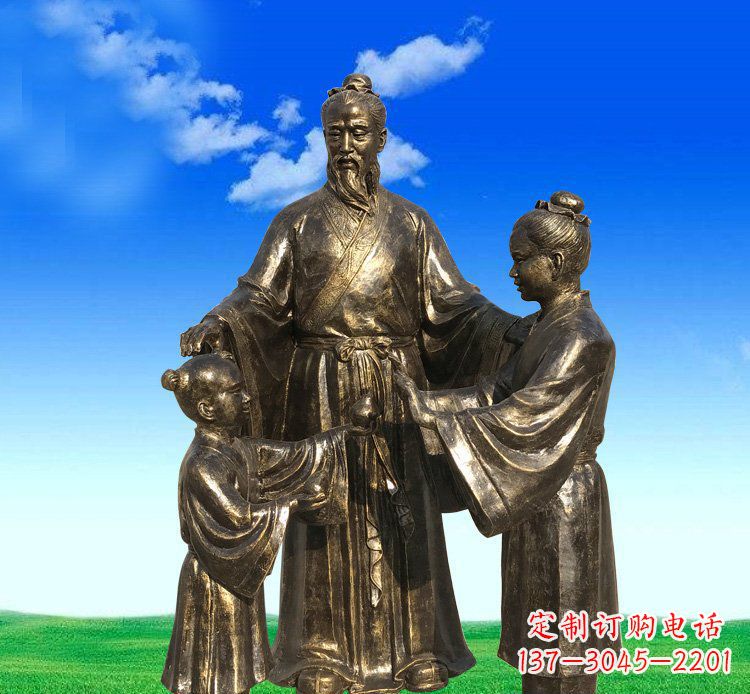 山西铜雕艺术精美人物雕塑——孔融让梨
