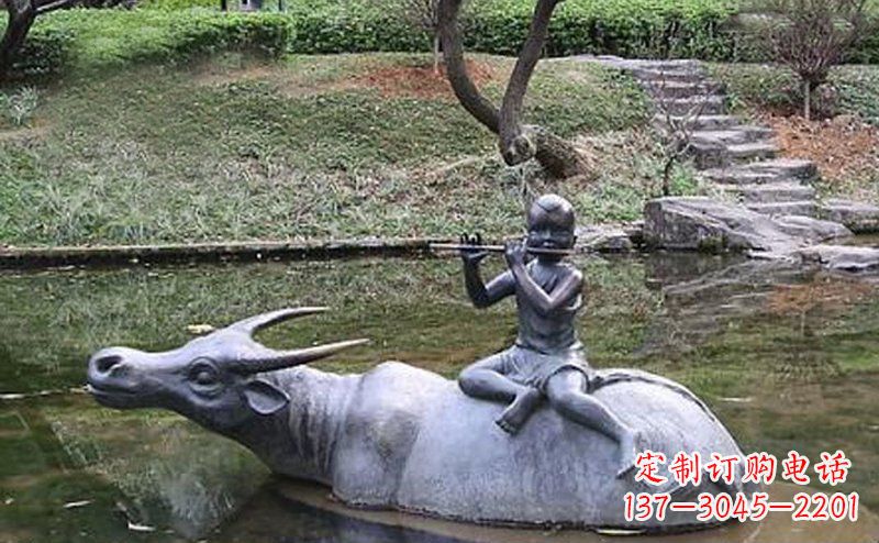 山西草原上的牧童铜雕
