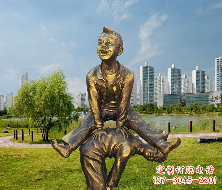 山西中领雕塑铜质经典跳马蹲人雕塑