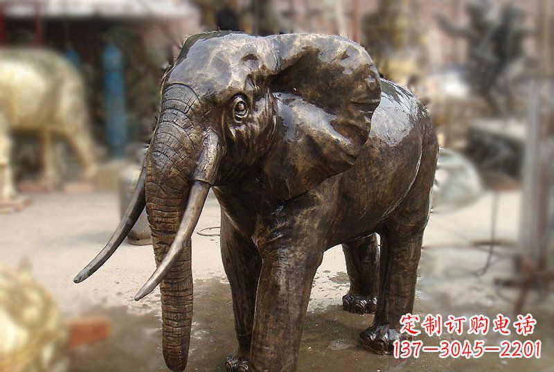 山西优雅而典雅的铜质大象雕塑
