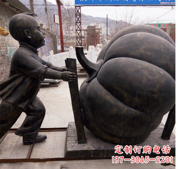 山西精致男孩铜雕