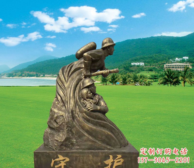 山西弘扬消防文化的消防员雕塑