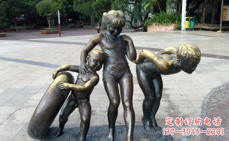 山西浪漫情怀小孩铜雕