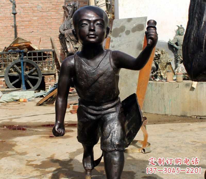 山西打造完美的小孩铜雕,让童趣活跃