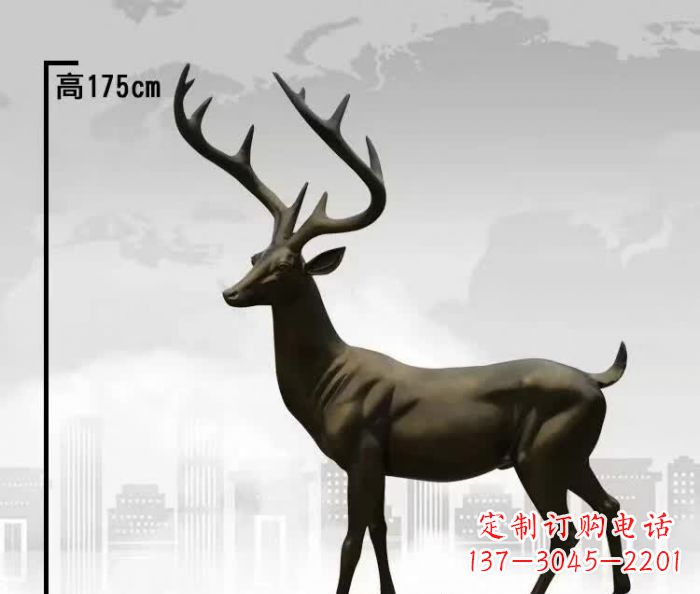 山西精美的铜制公园小鹿雕塑