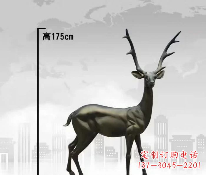 山西公园小鹿铜雕 (3)