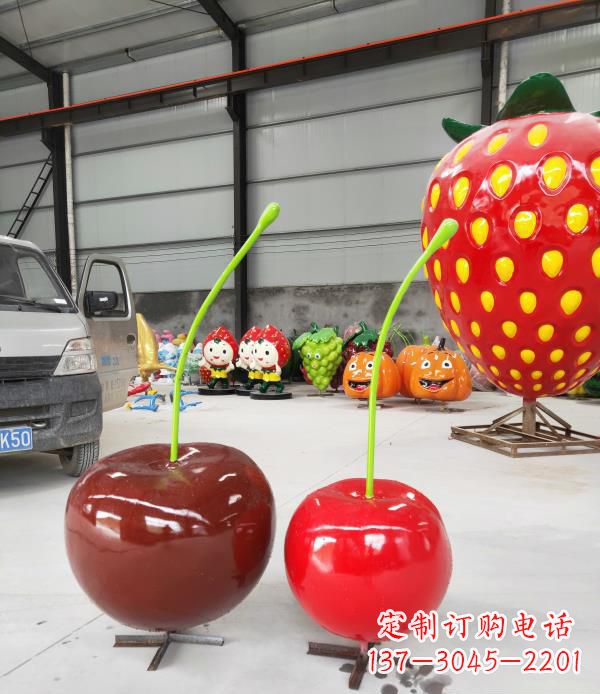 山西领雕塑玻璃钢仿真樱桃水果雕塑