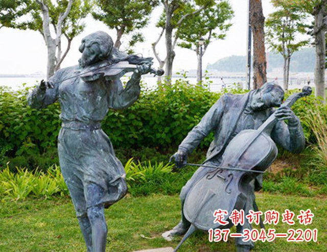 山西双面演奏大提琴&小提琴铜雕塑
