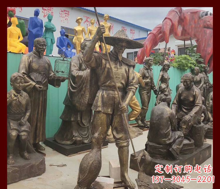 山西新中式鸬鹚铜雕塑