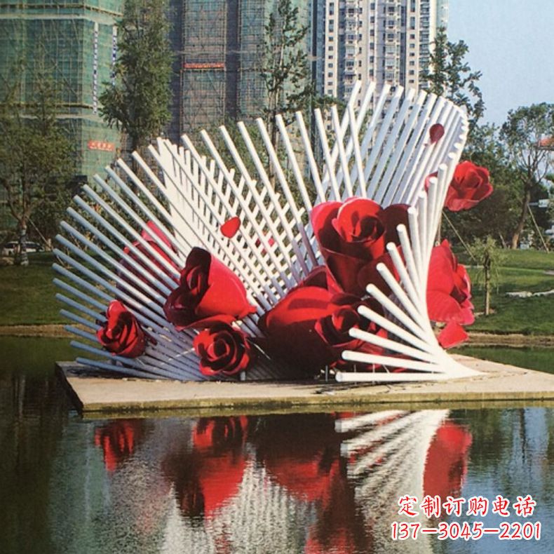 山西玫瑰之美,不锈钢艺术雕塑