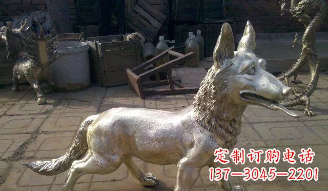 山西铸铜小狗动物雕塑