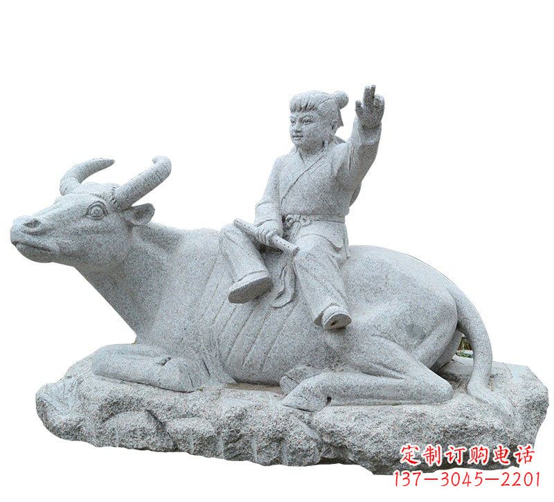 山西牧童牛石雕塑,实现公园优雅美观