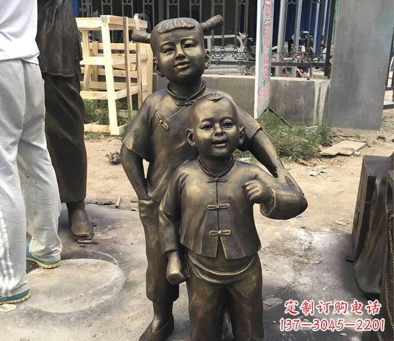 山西中领雕塑纯手工古典儿童铜雕
