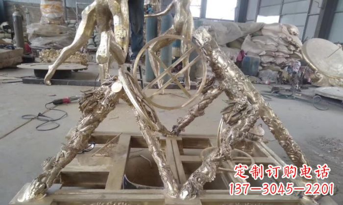 山西古代浑天仪铜雕 (2)