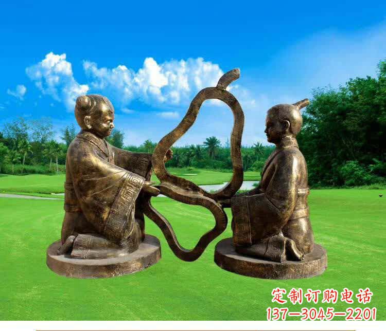 山西古代孔融让梨人物铜雕