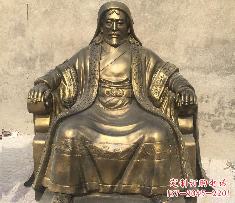 山西古代名人成吉思汗铜雕