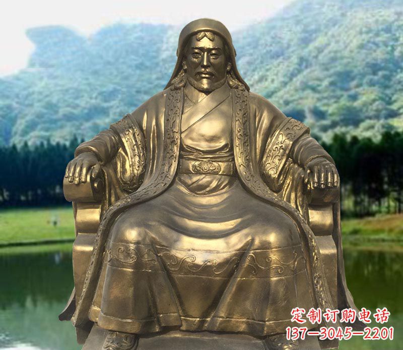 山西古代名人成吉思汗铜雕2