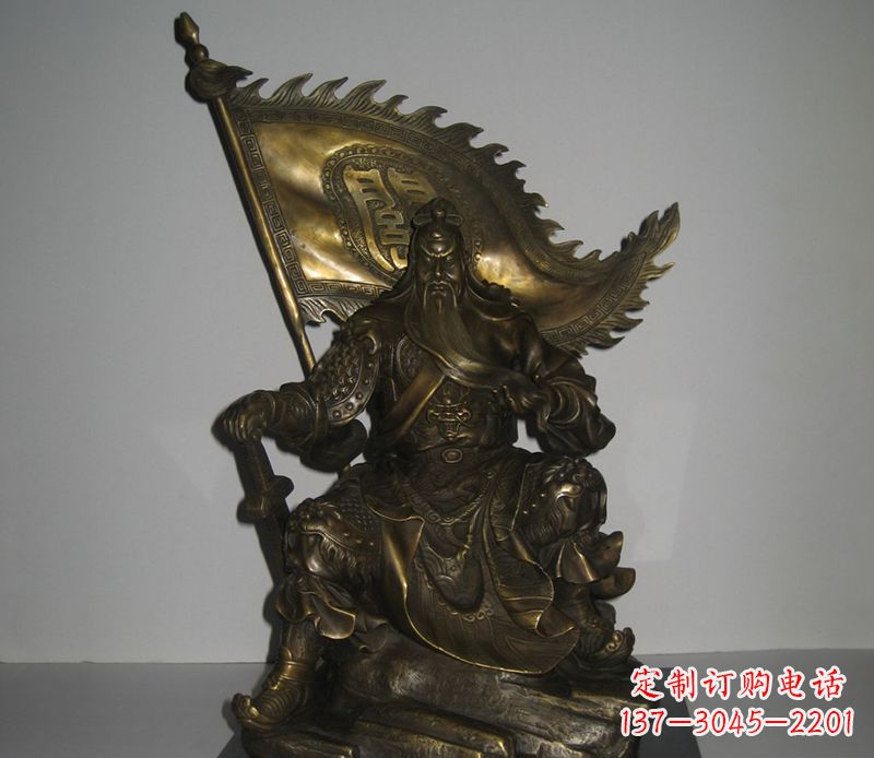 山西古代名人坐式关公铜雕