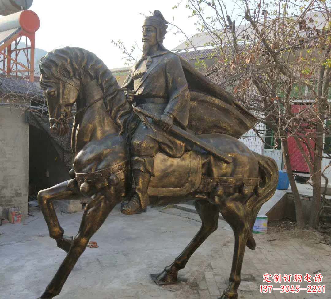 山西古代骑马人物铜雕塑