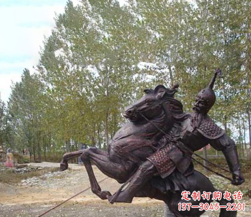 山西古典风格骑马人物雕塑
