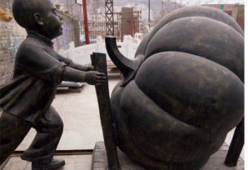 山西精致男孩铜雕