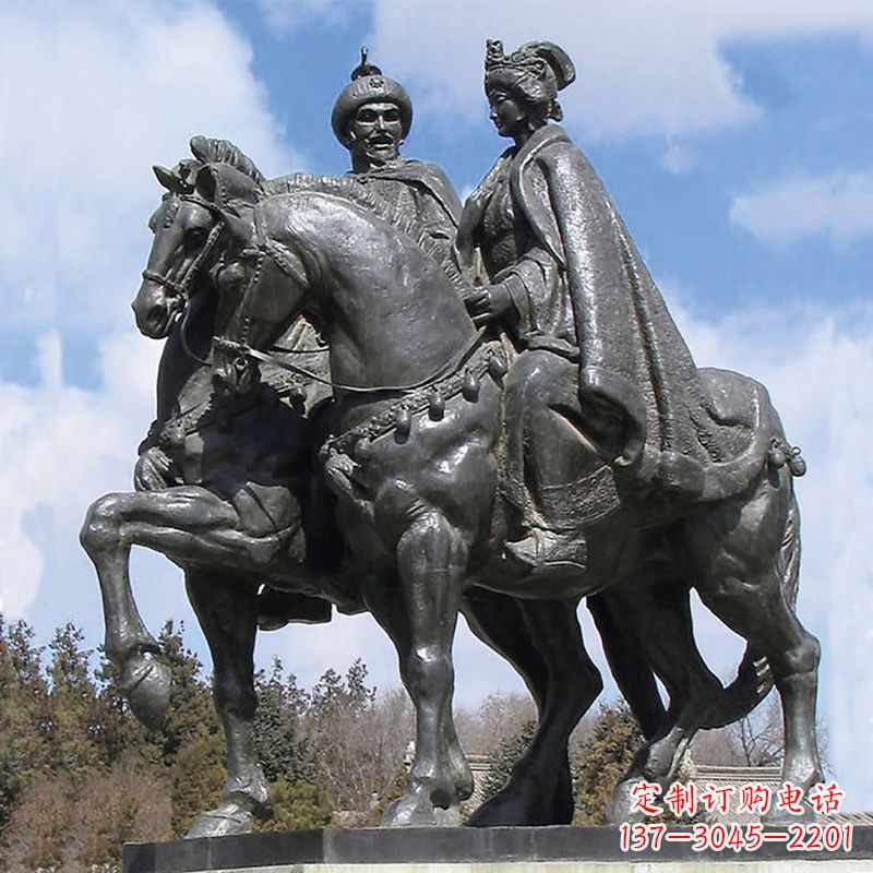 山西古代人物单于王昭君骑马雕塑