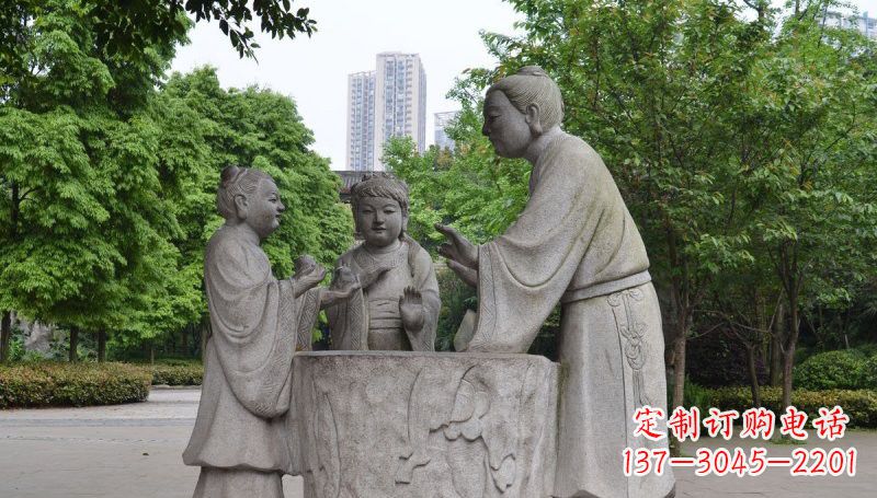 山西孔融让梨石雕，精美的古代人物雕塑