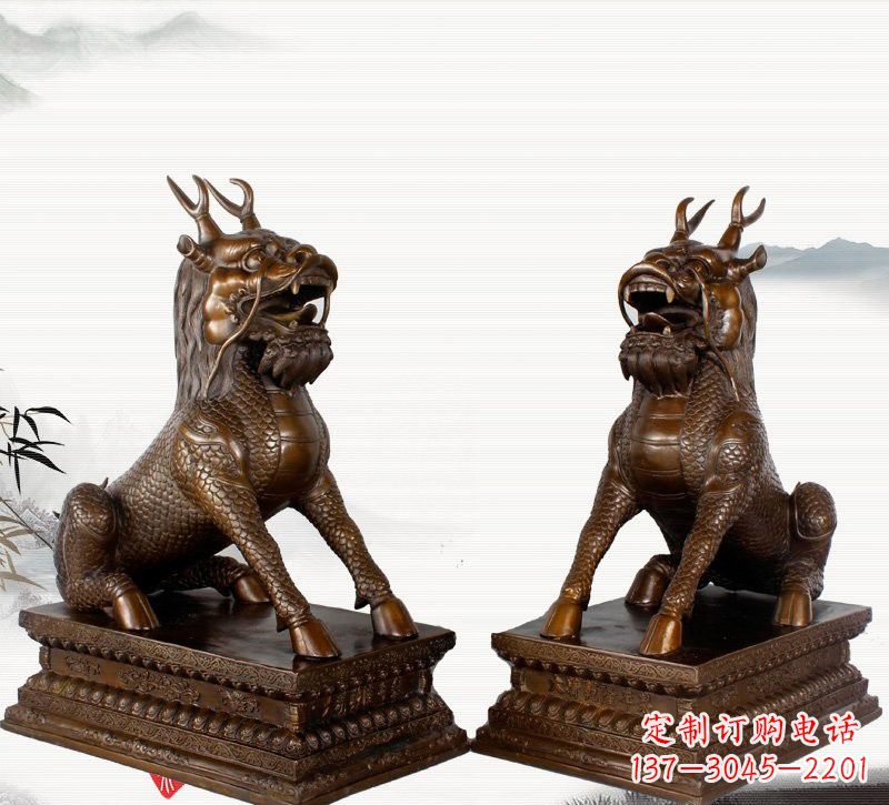山西古典神麒麟铜雕,馥玉臻品