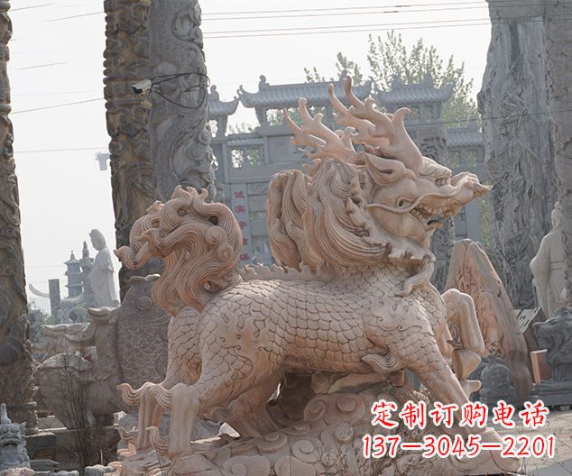 山西中领雕塑：古典麒麟石雕，美丽传承