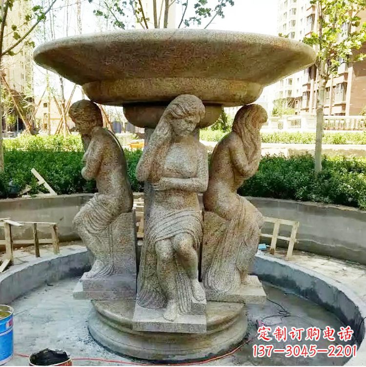 山西古典石雕喷泉精美雕塑