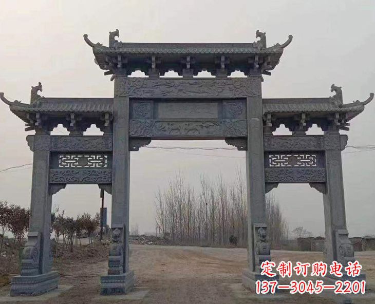 山西古石牌坊-手工精雕细琢牌坊雕塑