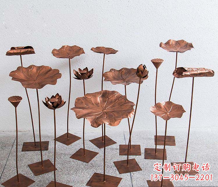 山西精美古铜色荷花不锈钢雕塑