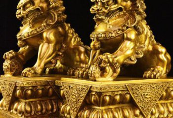 山西故宫金狮子雕塑，精工细技定制爱心图案