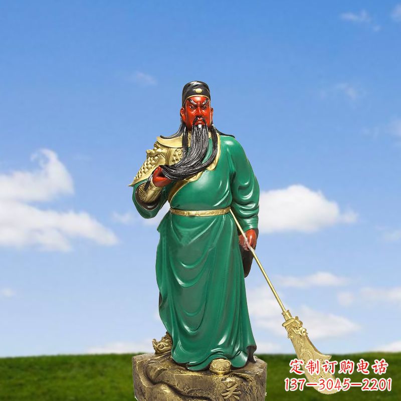 山西精美彩绘关公雕塑