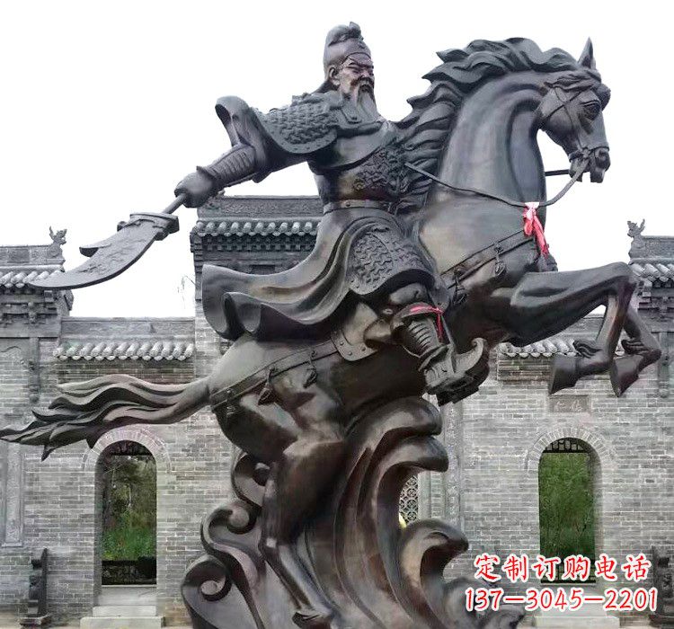 山西精致细腻的关公骑马雕塑