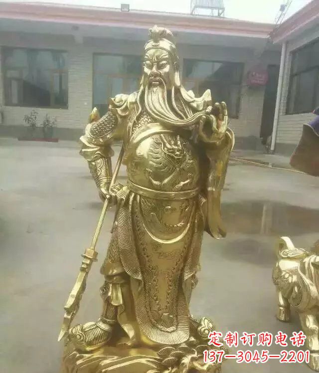 山西中领雕塑定制关公提刀武财神铜雕