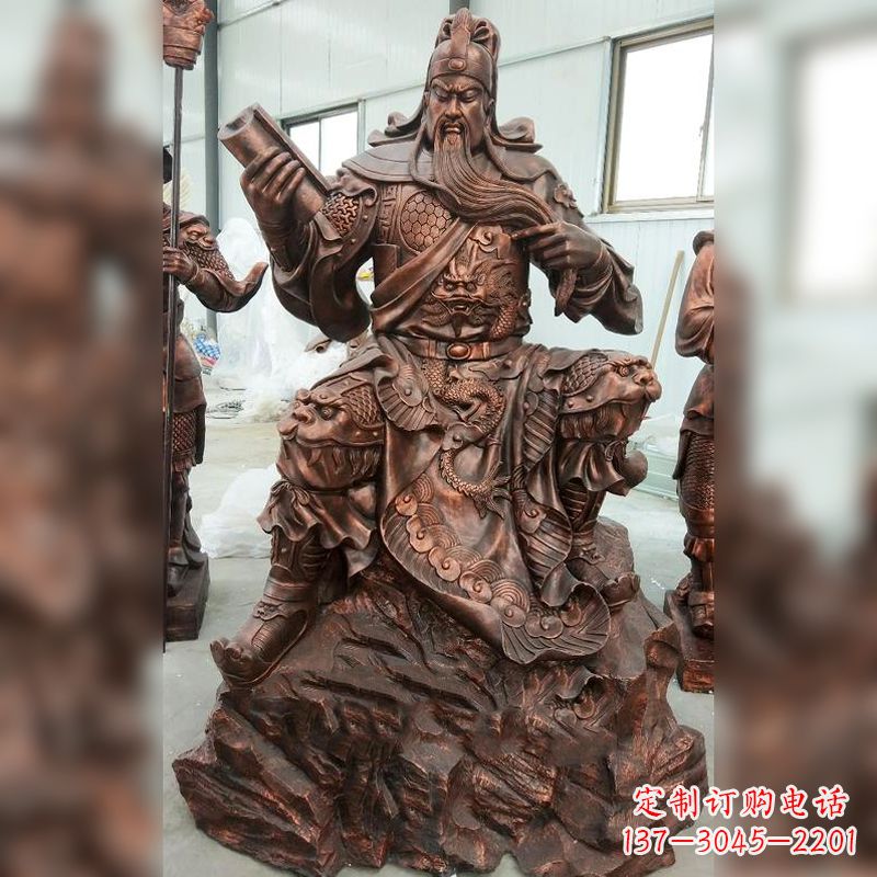 山西文化历史写照:关羽夜读春秋雕塑