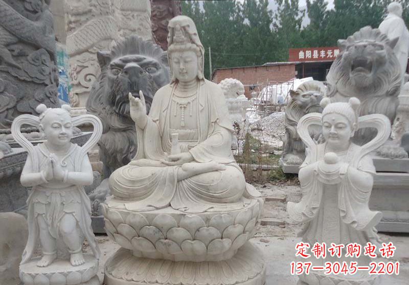 山西观音菩萨善财童子和龙女雕塑