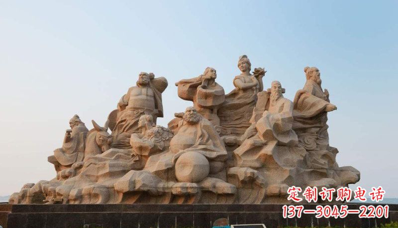 山西广场八仙过海神像石雕