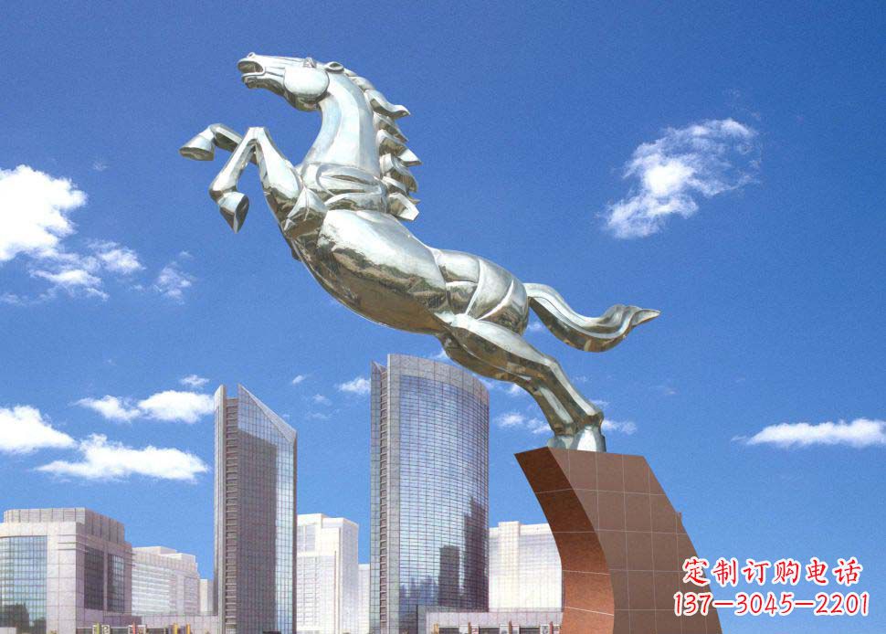 山西广场奔马不锈钢雕塑