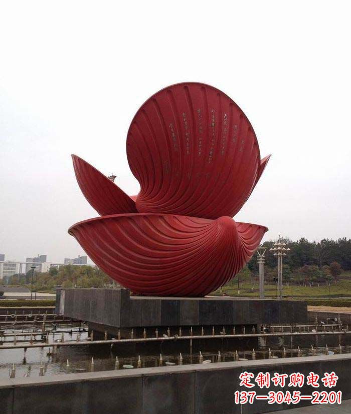 山西广场不锈钢贝壳喷泉雕塑