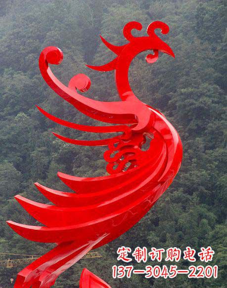 山西广场不锈钢彩色凤凰雕塑