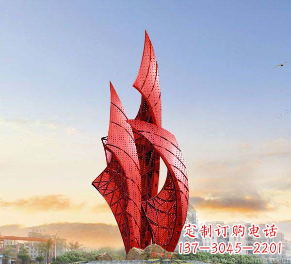山西广场不锈钢抽象船帆雕塑