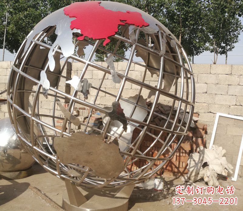 山西极致魅力:不锈钢抽象地球雕塑