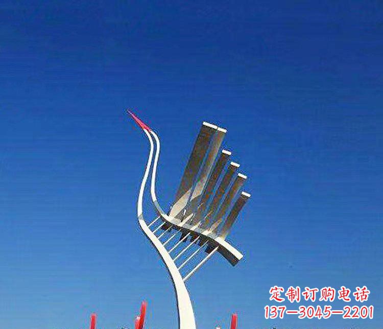 山西广场不锈钢抽象丹顶鹤景观雕塑