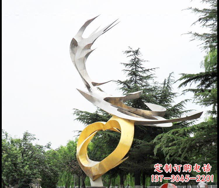 山西广场不锈钢抽象凤凰摆件雕塑