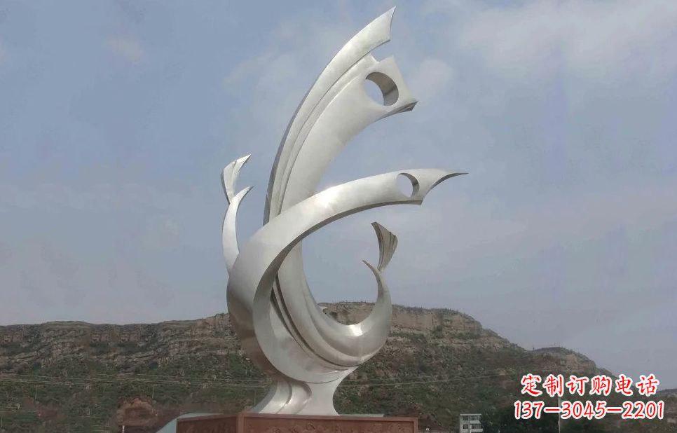 山西广场不锈钢抽象凤凰雕塑 (5)