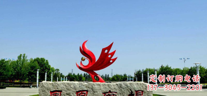 山西广场不锈钢抽象凤凰雕塑 (3)