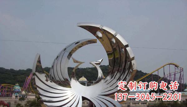 山西广场不锈钢抽象凤凰雕塑 (2)