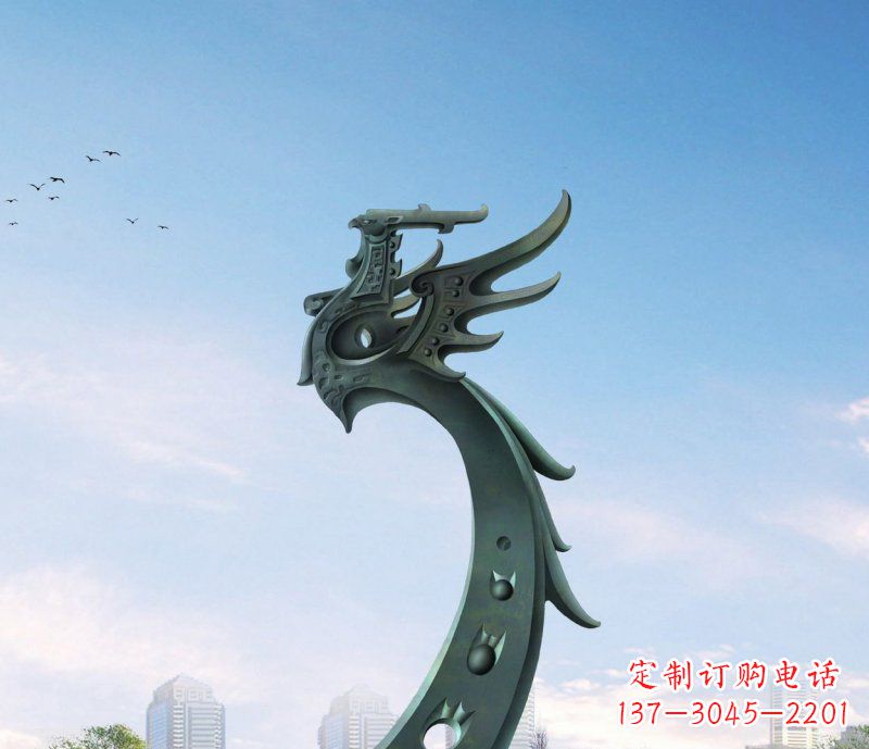 山西广场不锈钢抽象凤凰雕塑 (6)